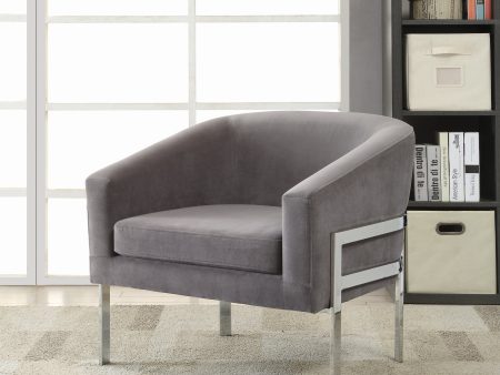 Barrel Back Accent Chair With Sloped Arm Grey - 902563 Fashion