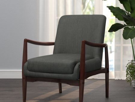 Upholstered Accent Chair With Wooden Arm Dark Grey And Brown - 905583 Supply