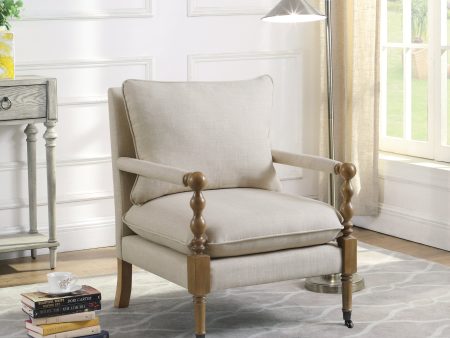 Upholstered Accent Chair With Casters Beige - 903058 Sale