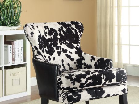 Cowhide Print Accent Chair Black And White - 902169 Fashion