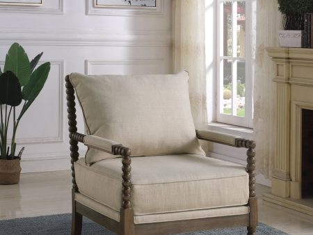 Cushion Back Accent Chair Oatmeal And Natural - 905362 Fashion