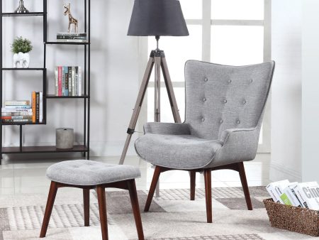 Upholstered Accent Chair With Ottoman Grey And Brown - 904119 Online now