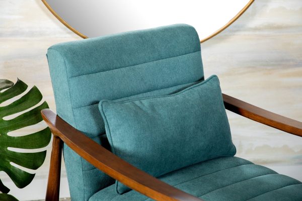 Wooden Arm Accent Chair Teal And Walnut - 905572 Fashion