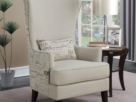 Curved Arm High Back Accent Chair Cream - 904047 Online now