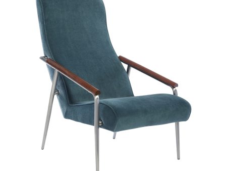 Seanna Wooden Arm High Back Accent Chair Teal - 905425 Sale