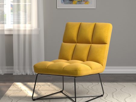 Armless Upholstered Accent Chair Yellow - 903837 Fashion