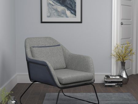 Metal Sled Leg Accent Chair Grey And Blue - 903980 For Cheap