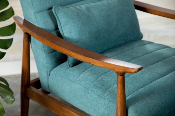 Wooden Arm Accent Chair Teal And Walnut - 905572 Fashion