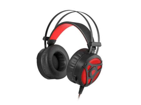 Headphones with Microphone Genesis NEON 360 Red Black Fashion